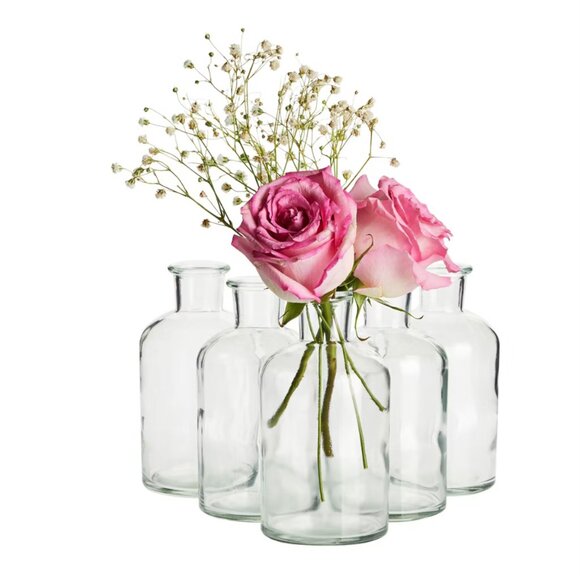 6 Clear Apothecary Glass Bottles - Picture 3 of 7